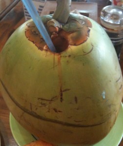 Drinking coconut water in the Philippines